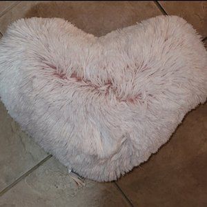 Pink fluffy heart shaped pillow